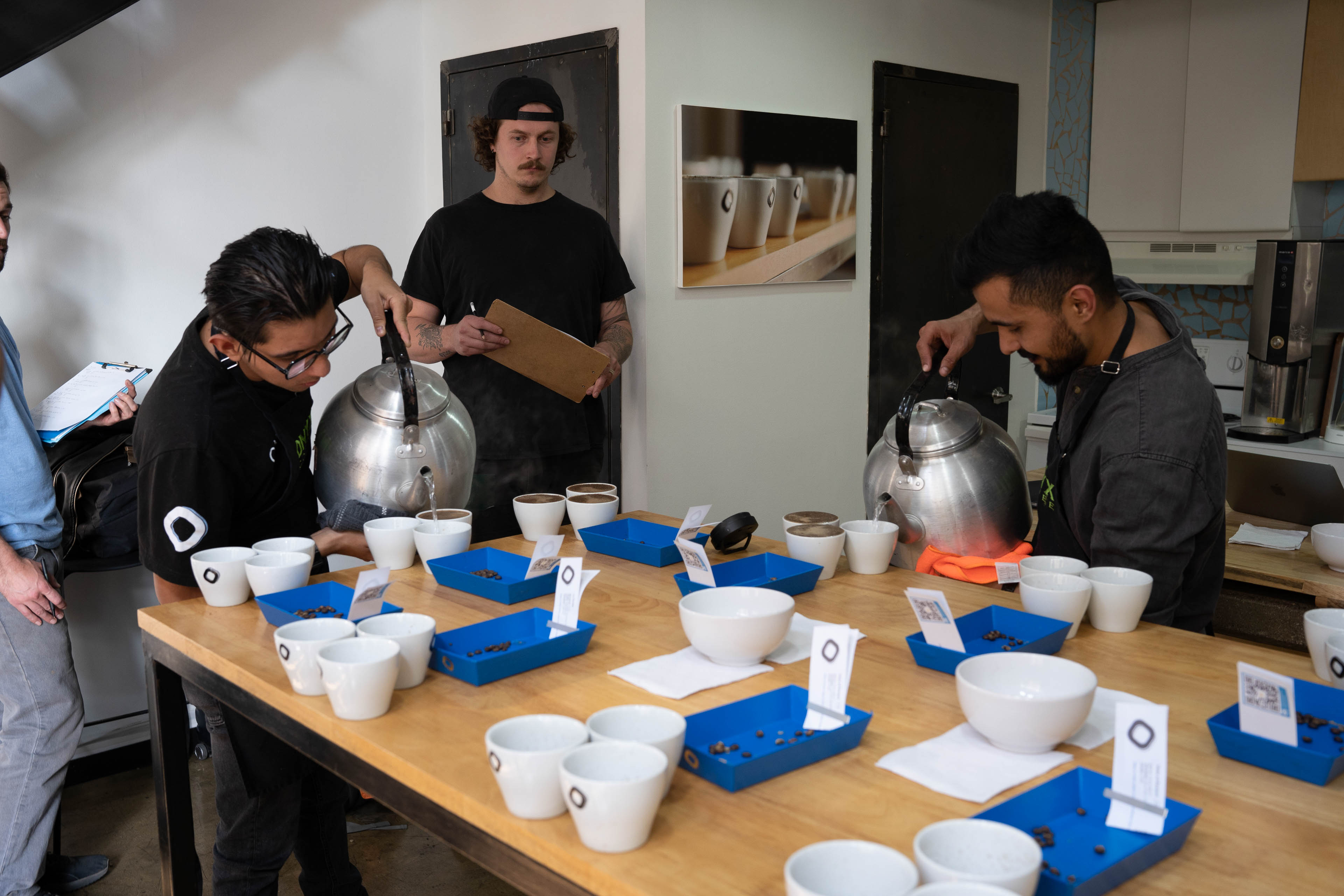 CCR team cupping coffee